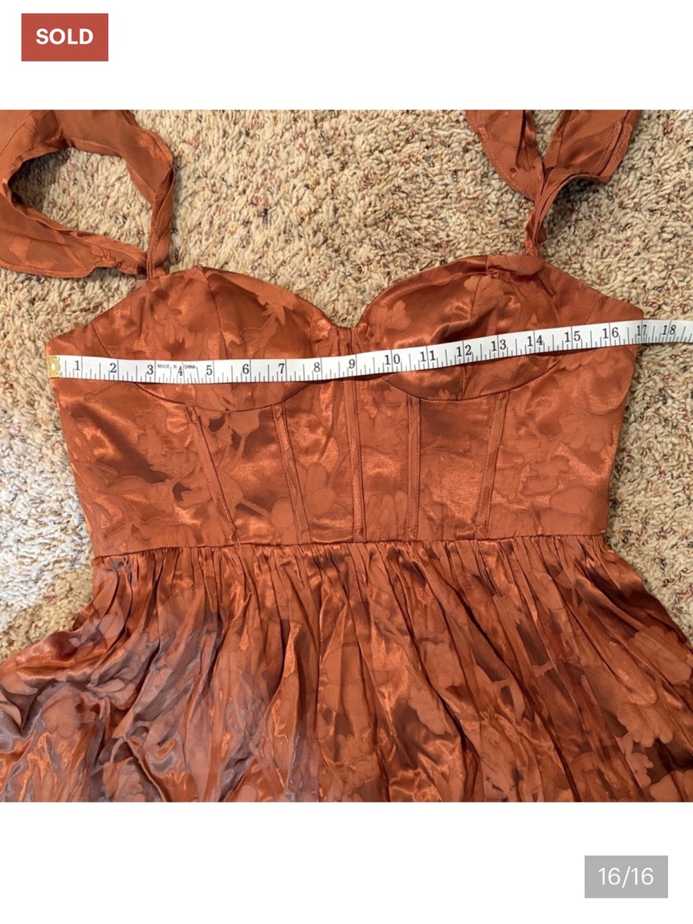 Azazie Atelier Jianna Floral Flutter Sleeve Maxi Dress Formal Bridesmaid 8 Rust - Picture 6 of 6